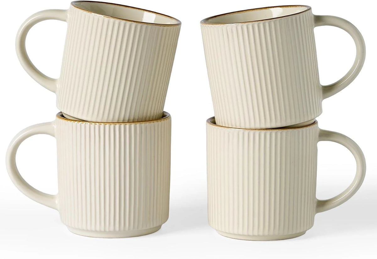Famiware Star Line Ceramic Coffee Mugs, Set of 4 - Vanilla White - image 1