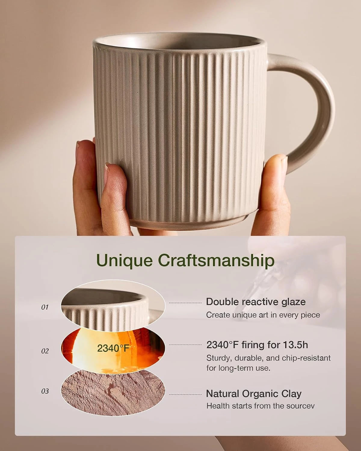 Famiware Star Line Ceramic Coffee Mugs, Set of 6 - Cinnamon Brown - image 6