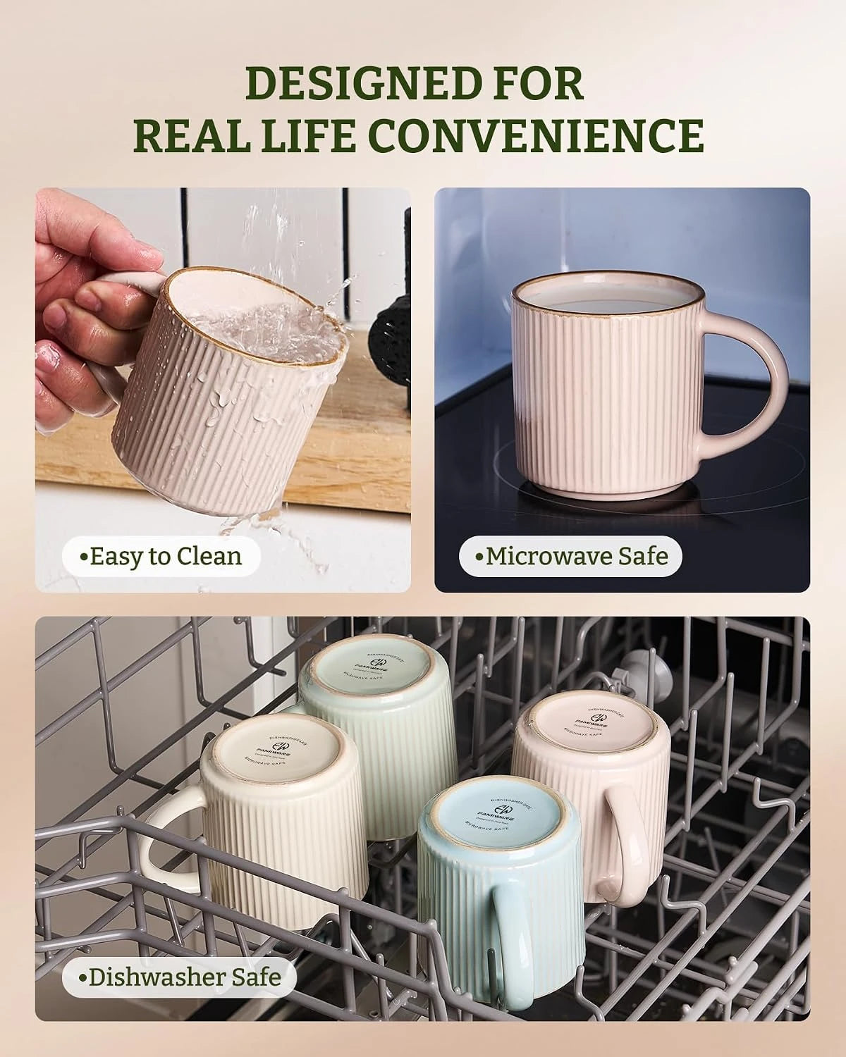 Famiware Star Line Ceramic Coffee Mugs, Set of 6 - Light Pink - image 8