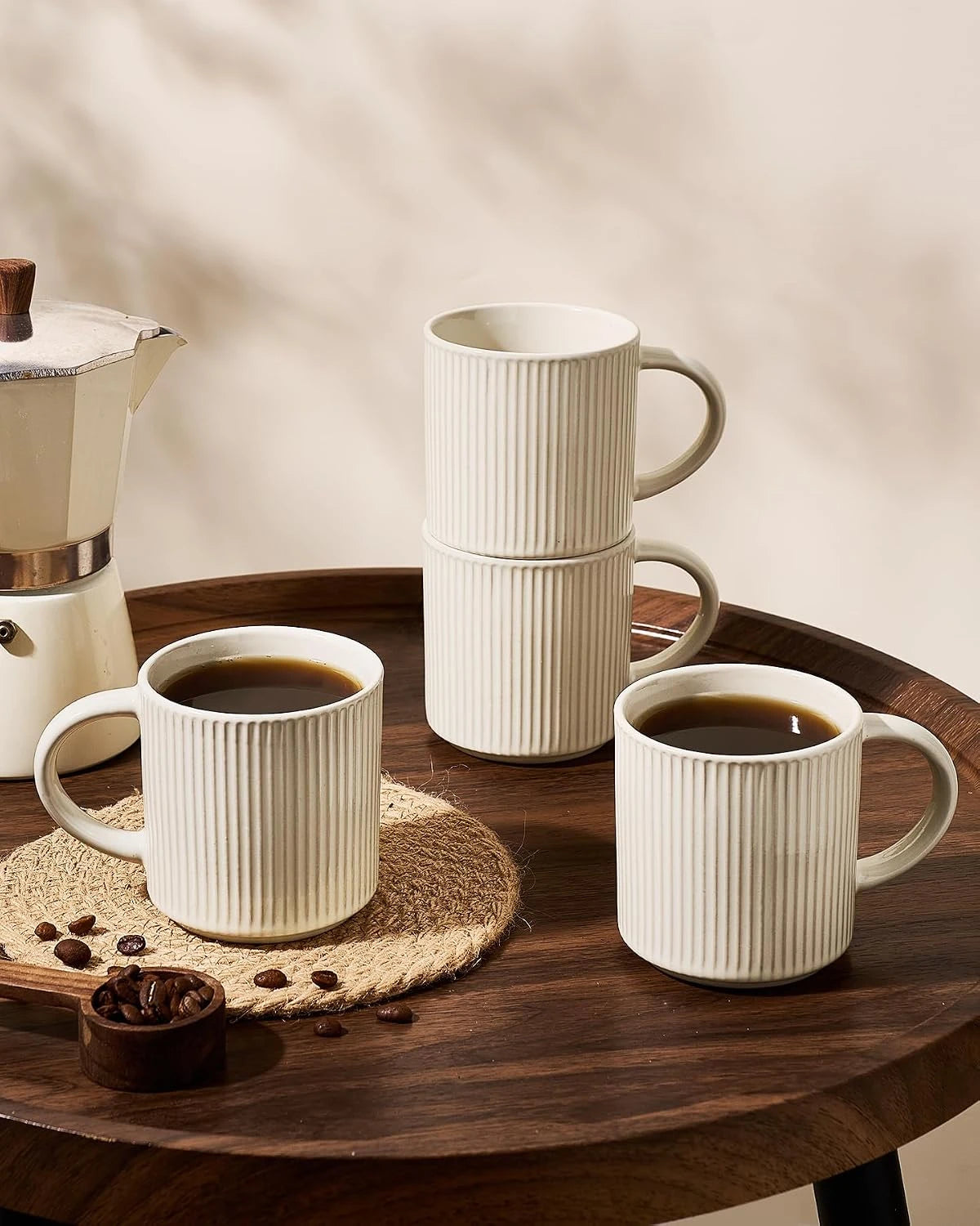 Famiware Star Line Ceramic Coffee Mugs, Set of 6 - Oat - image 3