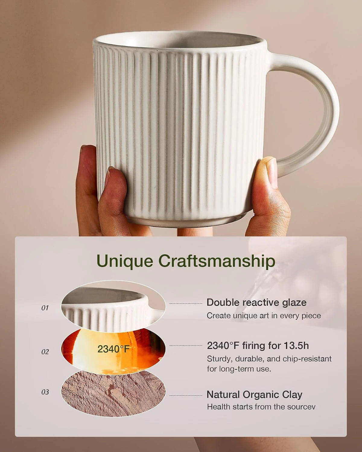 Famiware Star Line Ceramic Coffee Mugs, Set of 6 - Oat - image 6