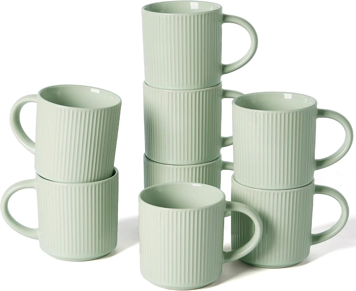 Famiware Star Line Ceramic Coffee Mugs, Set of 8 - Green - image 1