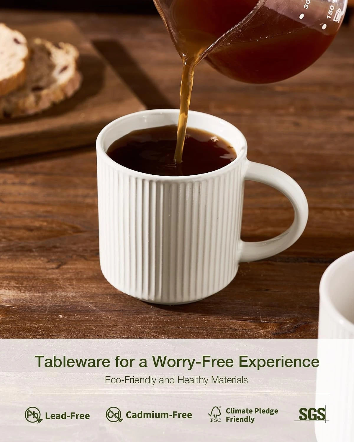 Famiware Star Line Ceramic Coffee Mugs, Set of 8 - Oat - image 7