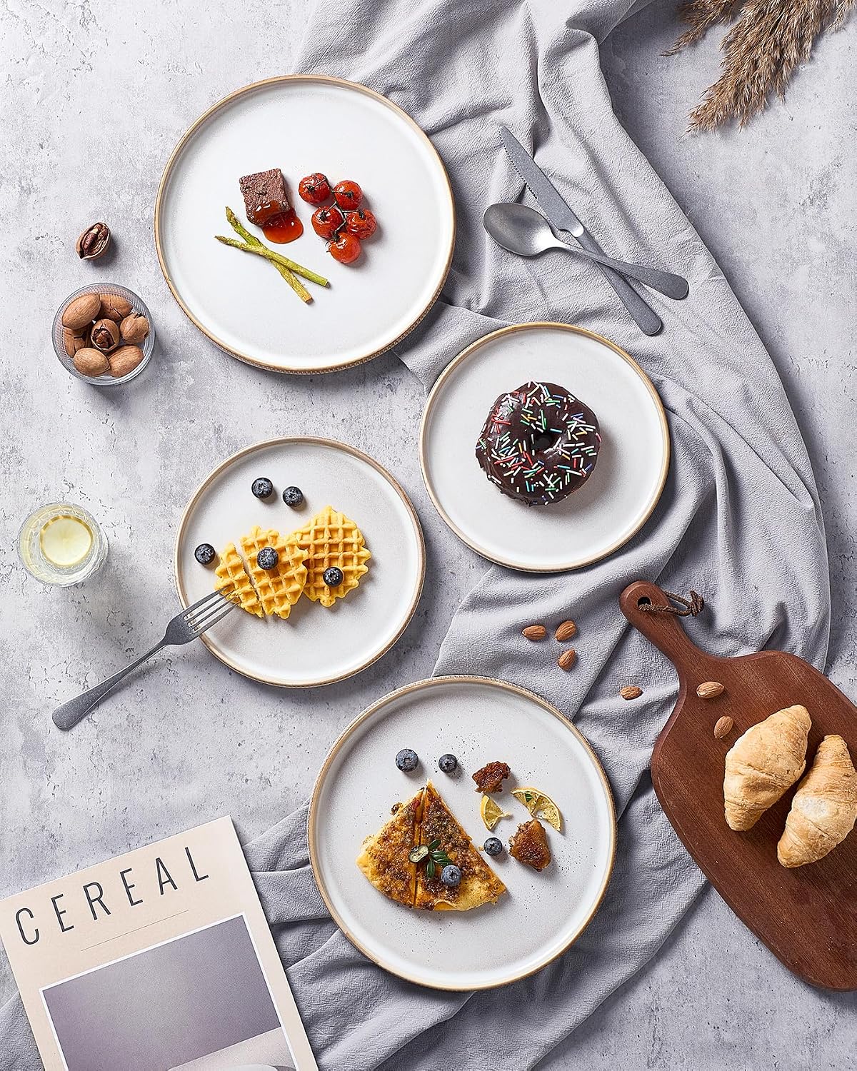 Famiware Star Ceramic Salad Plates, Set of 6