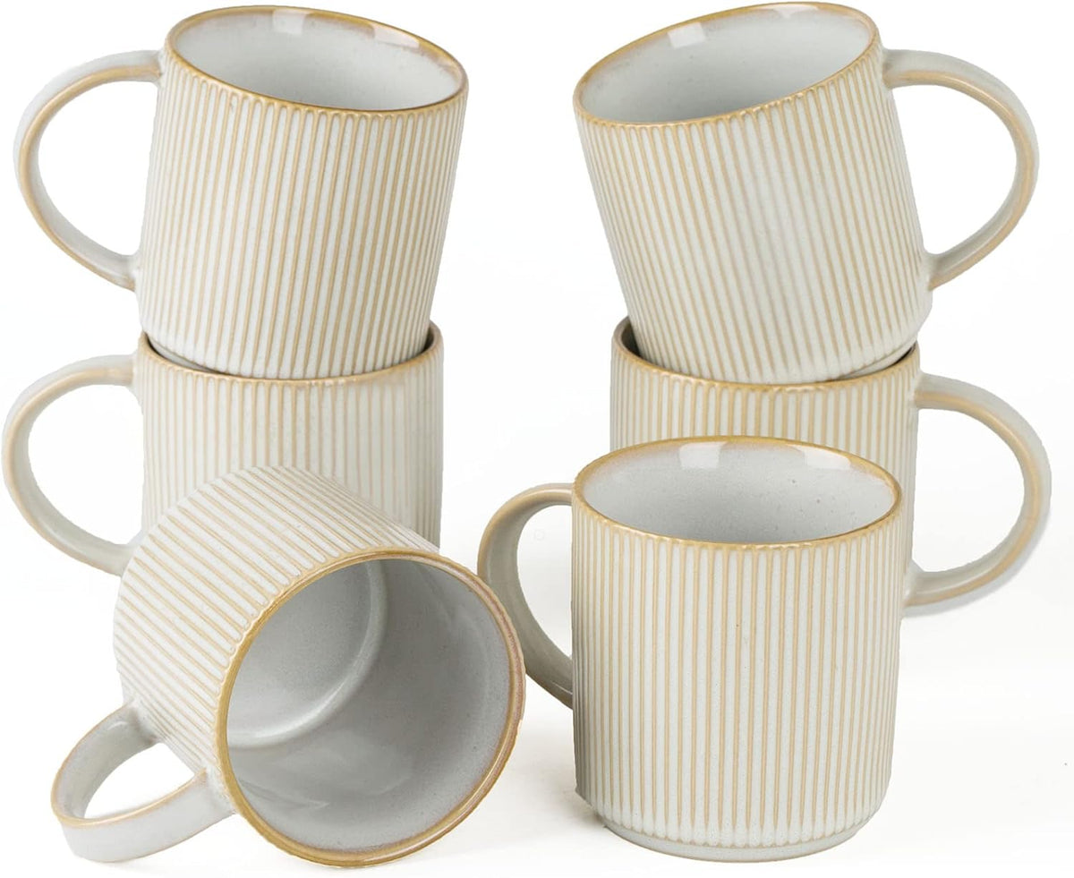 Famiware Star Ceramic Coffee Mugs, Set of 6