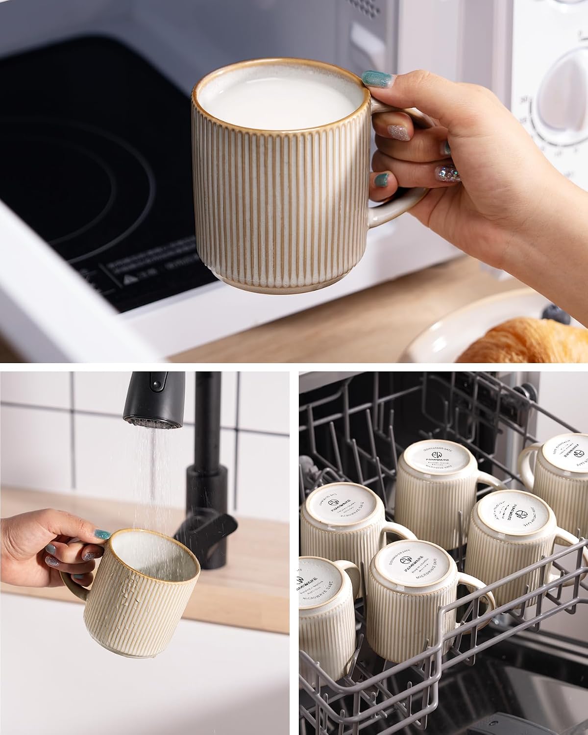 Famiware Star Ceramic Coffee Mugs, Set of 6