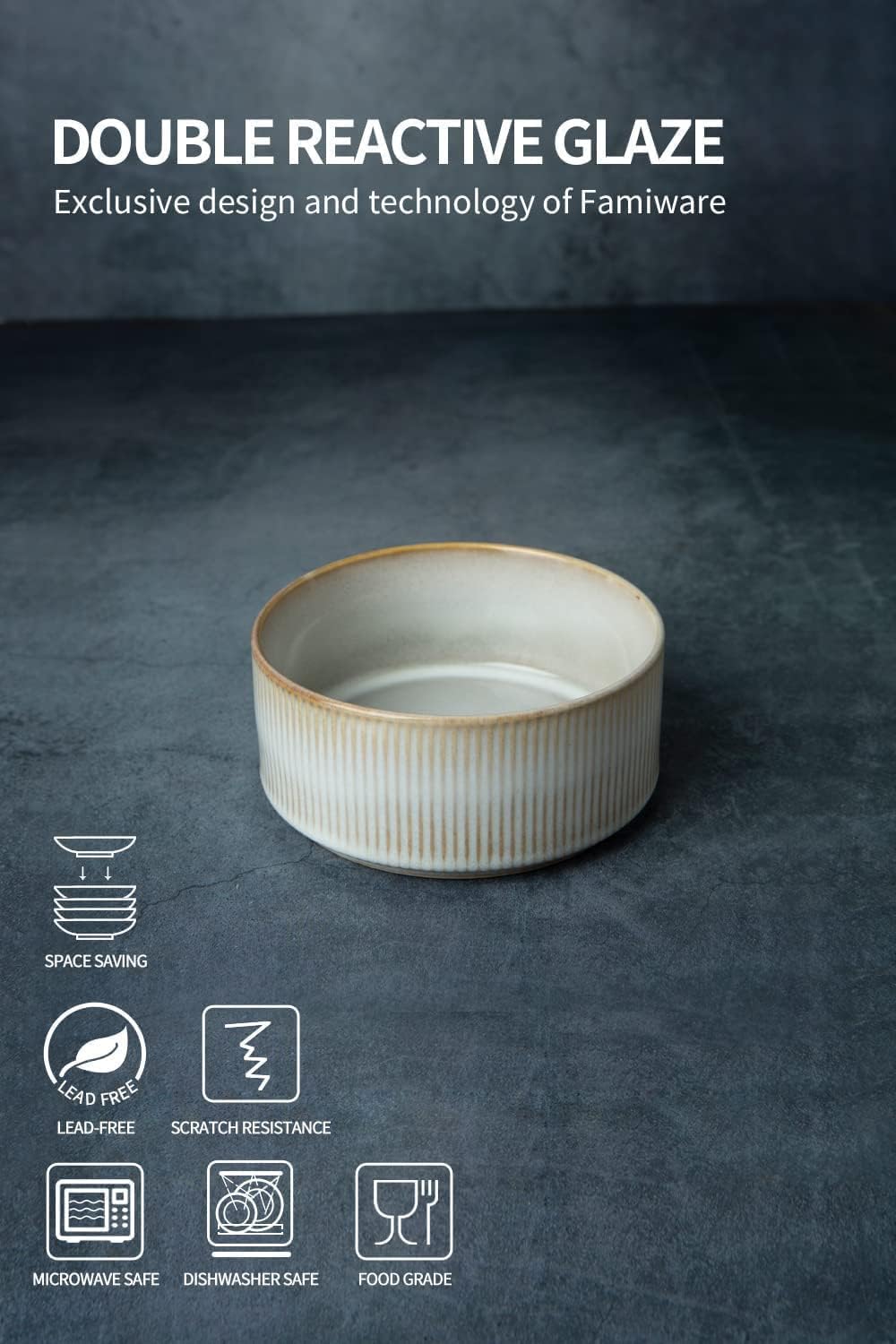 Famiware Star Ceramic Cereal Bowls, Set of 6