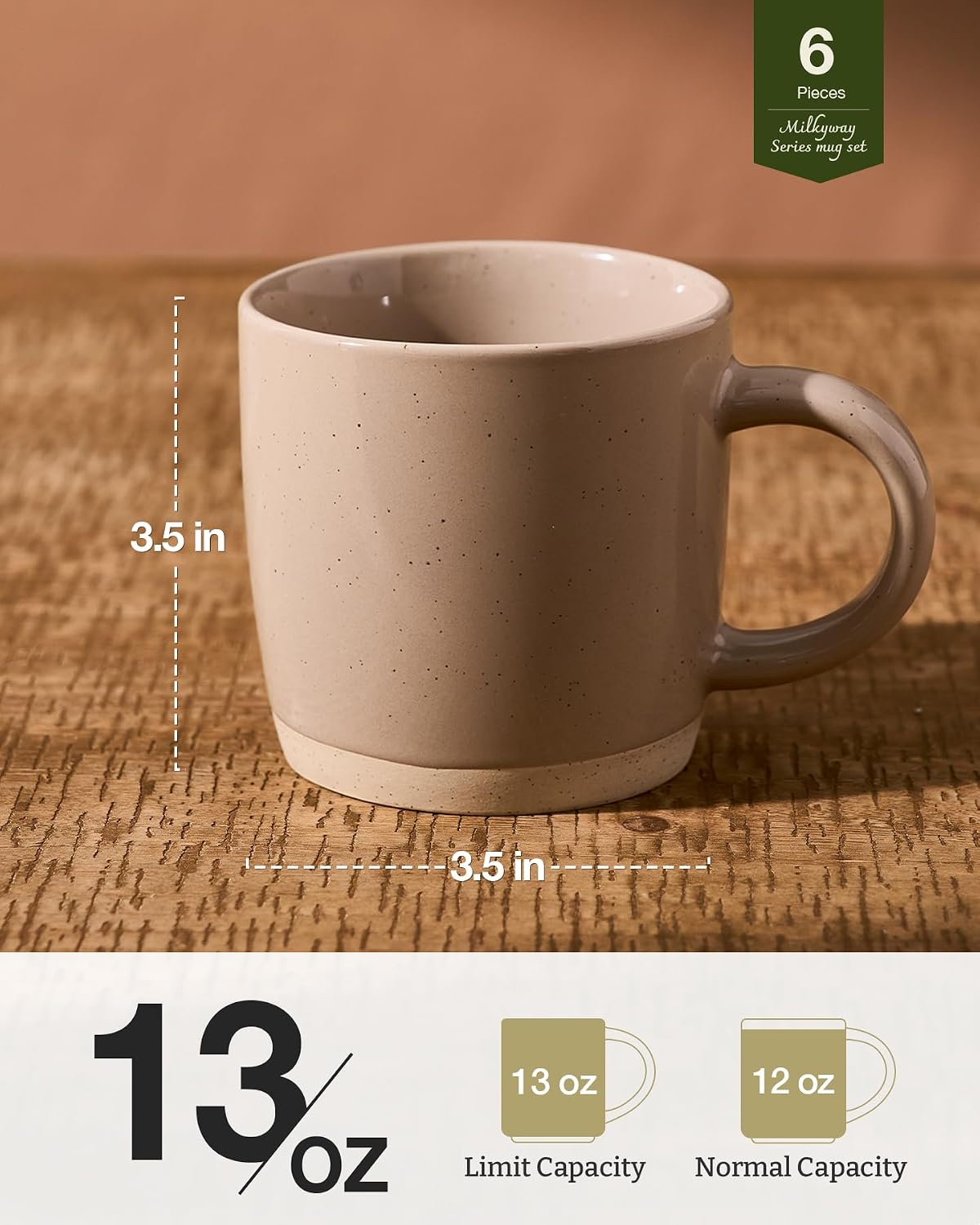 Famiware Milkyway Ceramic Coffee Mugs, Set of 6
