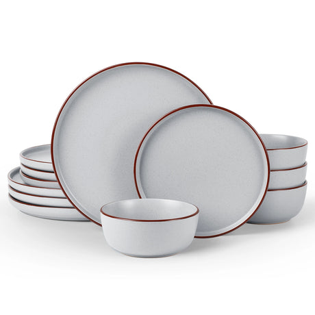 Vajilla de gres Famiware Mercury de 12 piezas, servicio para 4