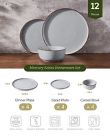 Vajilla de gres Famiware Mercury de 12 piezas, servicio para 4