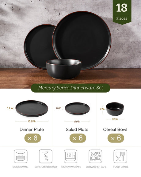 Vajilla de gres Famiware Mercury de 18 piezas, servicio para 6