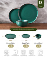 Famiware Mercury 18-Piece Stoneware Dinnerware Set, Service for 6
