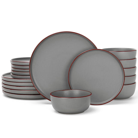 Vajilla de gres Famiware Mercury de 18 piezas, servicio para 6