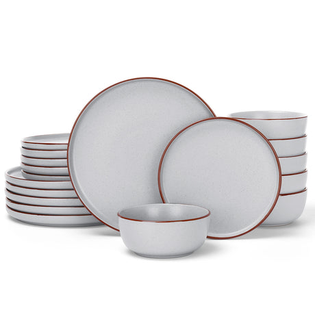 Vajilla de gres Famiware Mercury de 18 piezas, servicio para 6