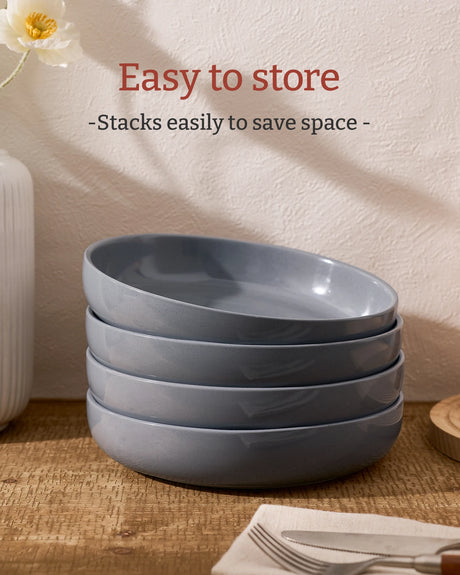 Famiware Milkyway - Tazones de cerámica de 8.2 pulgadas para pasta, juego de 4