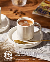 Famiware Star Ceramic Espresso Cups and Saucers, Set of 4