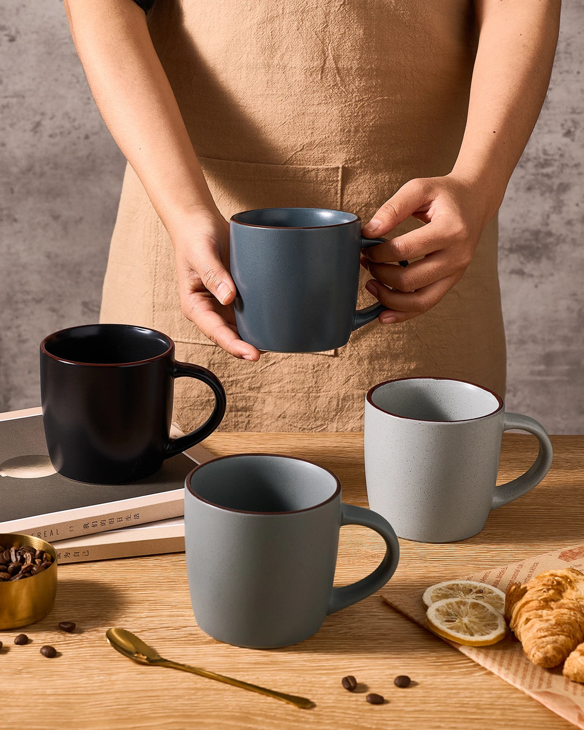 Famiware Mercury Ceramic Coffee Mugs, Set of 4