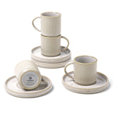 Famiware Star Ceramic Espresso Cups and Saucers, Set of 4