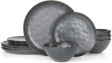 Famiware Ocean Round 12-Piece Stoneware Dinnerware Set, Service for 4