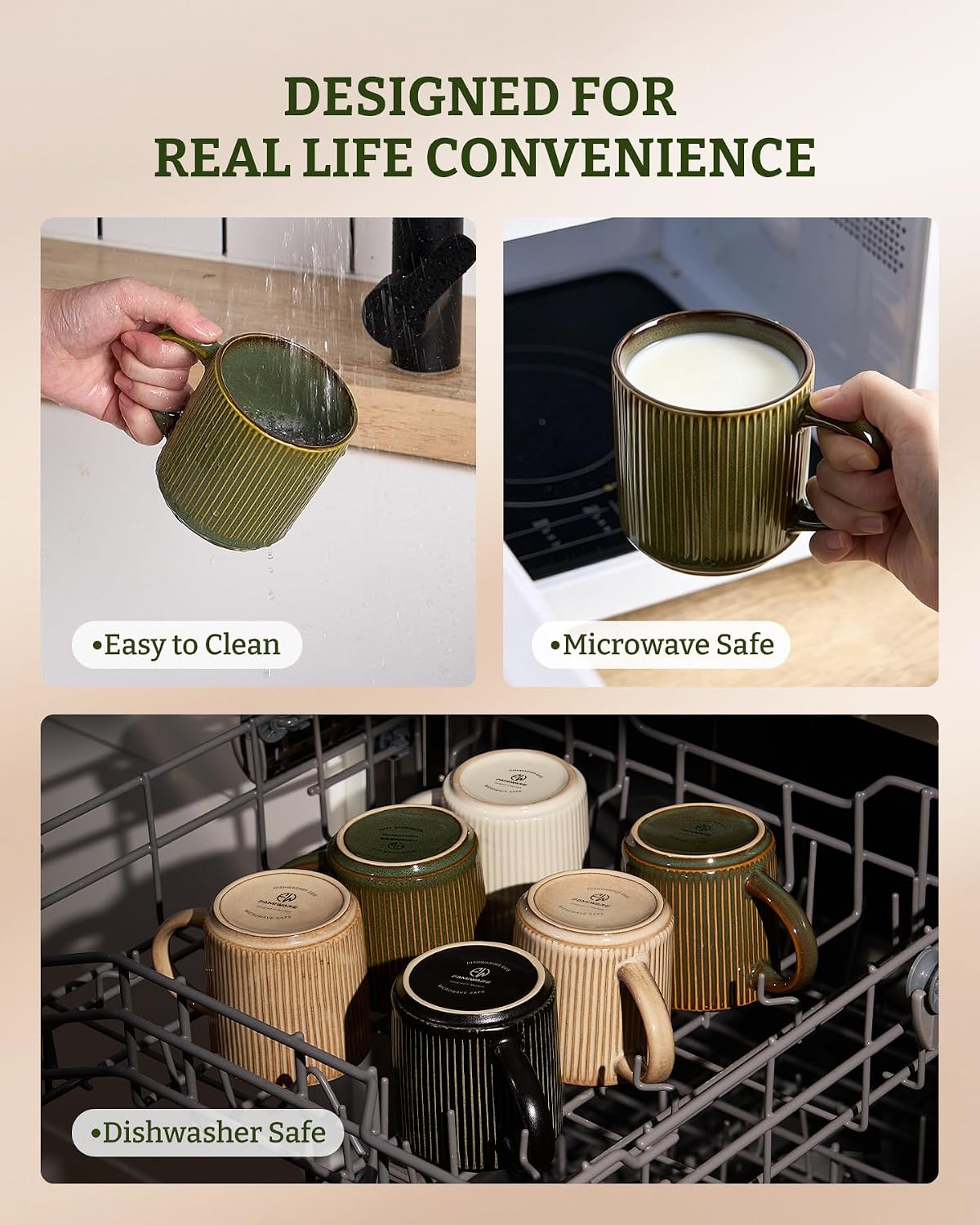 Tazas de café de cerámica Star de Famiware, juego de 4