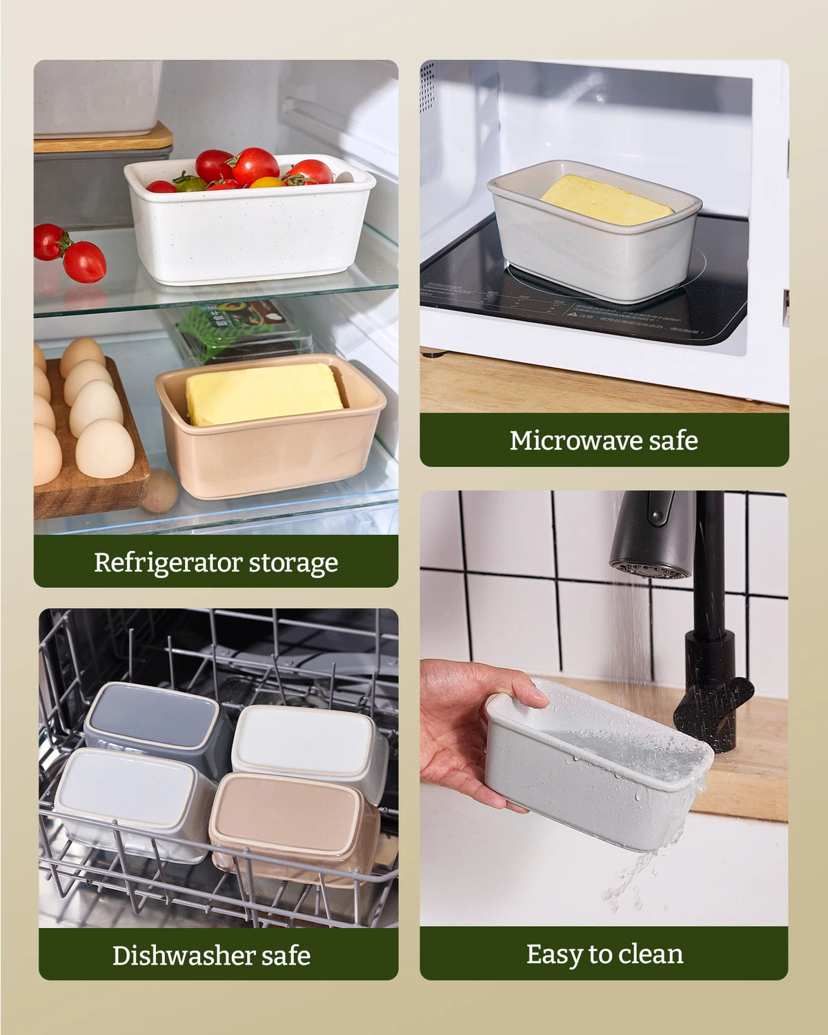 Famiware Milkyway Ceramic Butter Dish with Bamboo Lid
