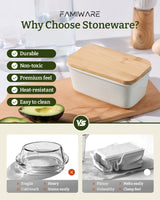 Famiware Milkyway Ceramic Butter Dish with Bamboo Lid