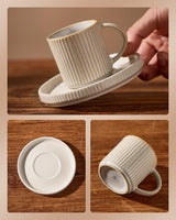 Famiware Star Ceramic Espresso Cups and Saucers, Set of 4