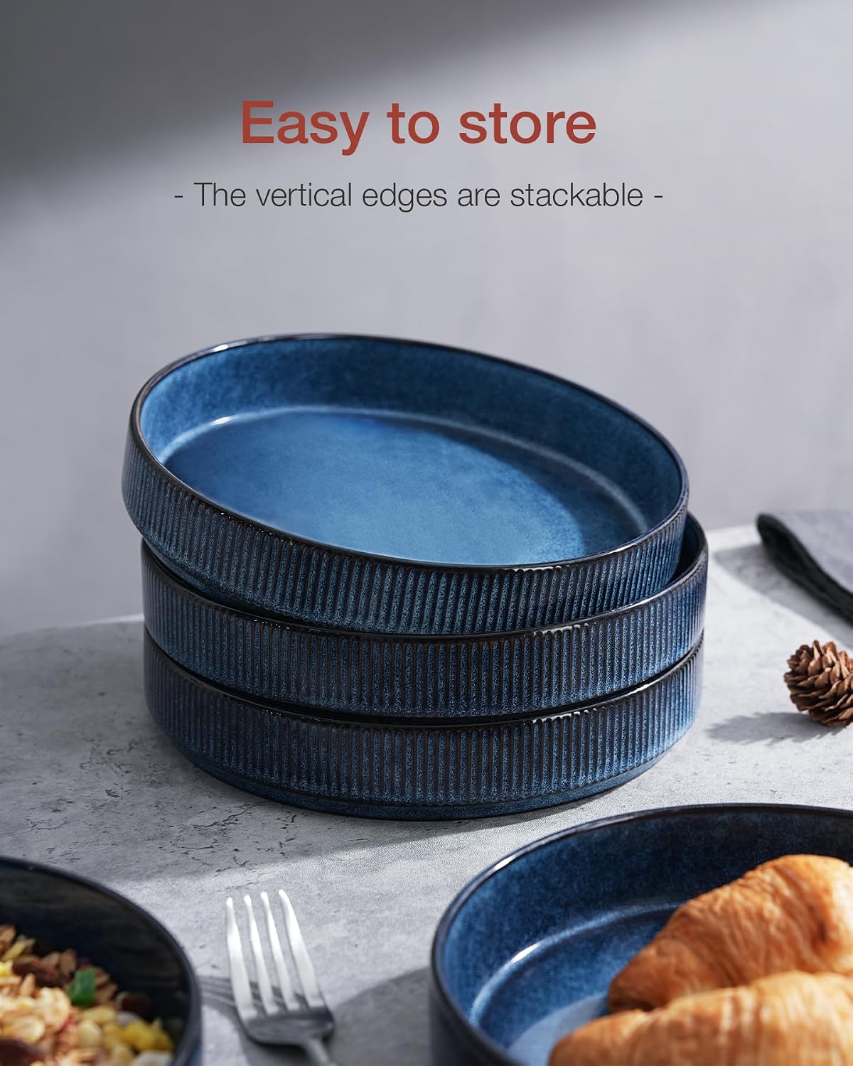 Famiware Star 8.25-Inch Ceramic Pasta Bowls, Set of 4