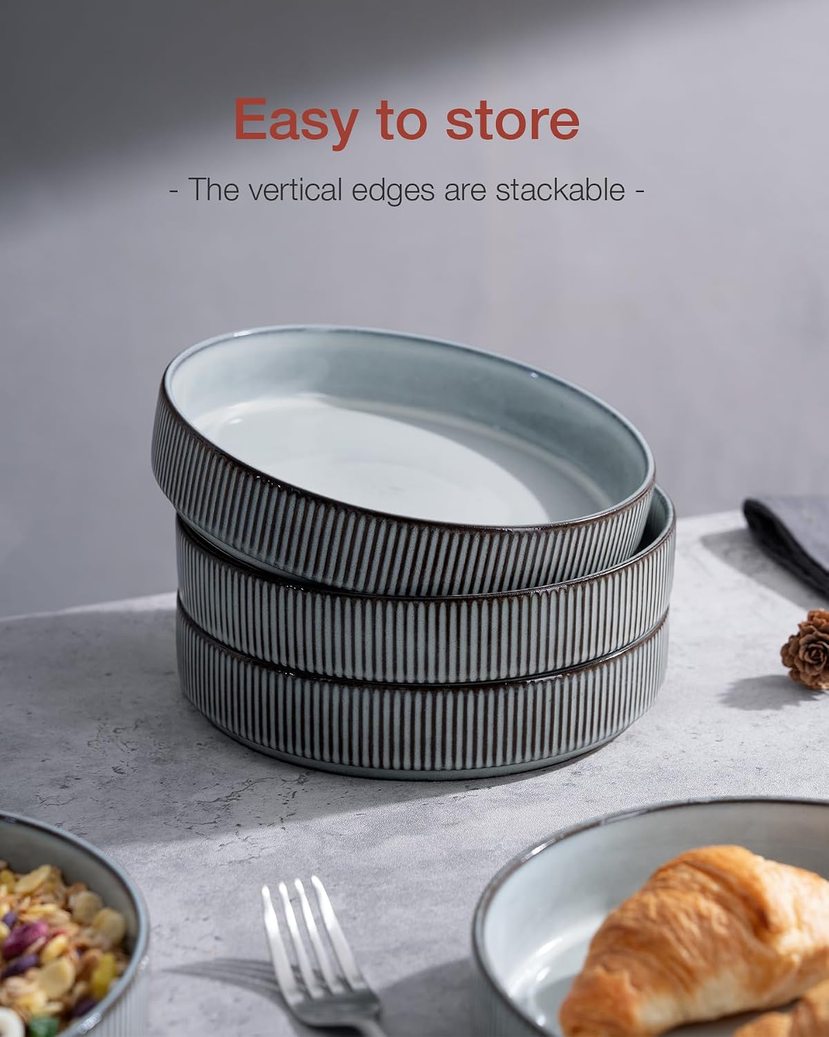Famiware Star 8.25-Inch Ceramic Pasta Bowls, Set of 4