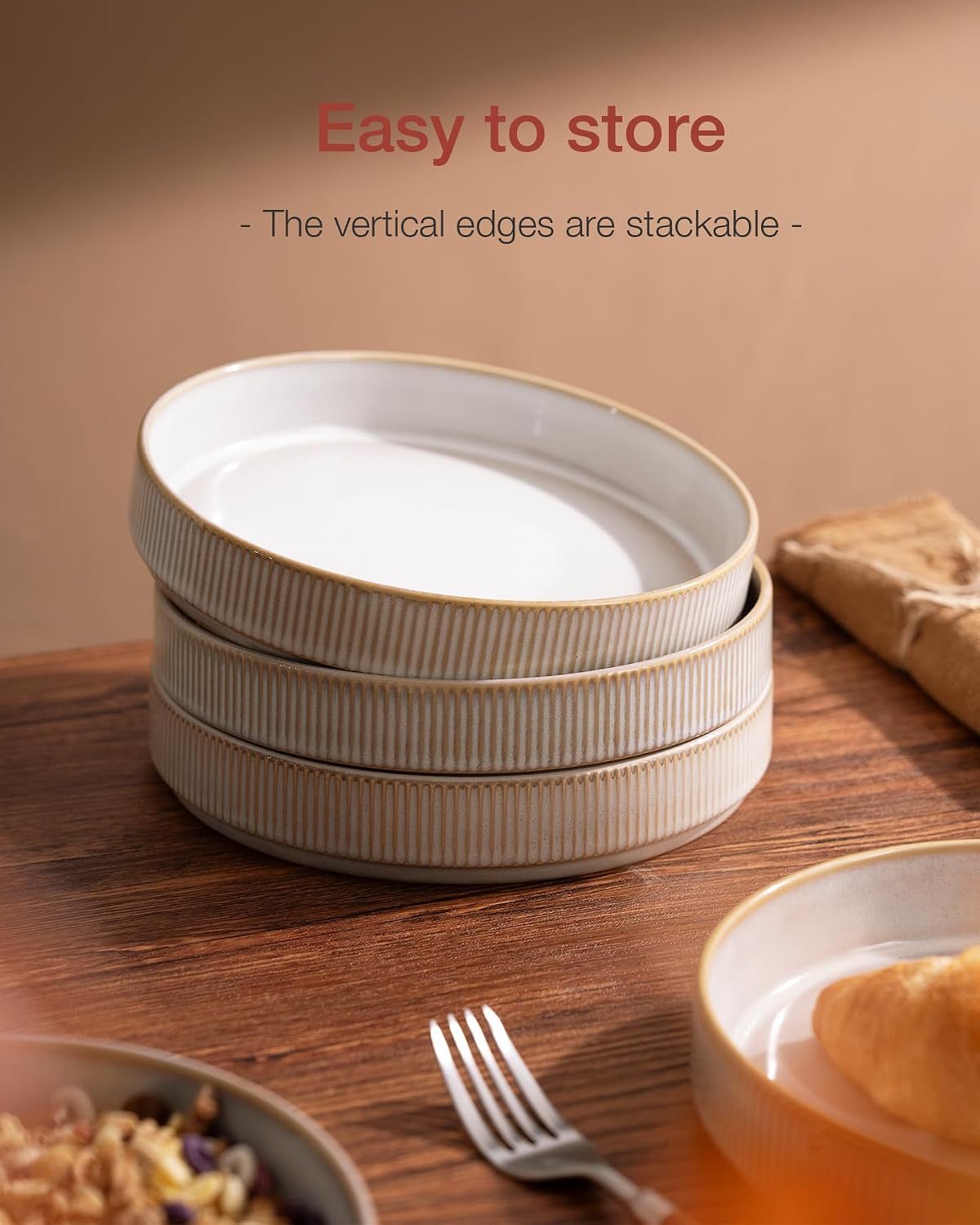 Famiware Star 8.25-Inch Ceramic Pasta Bowls, Set of 4