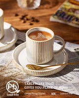 Famiware Star Ceramic Espresso Cups and Saucers, Set of 4