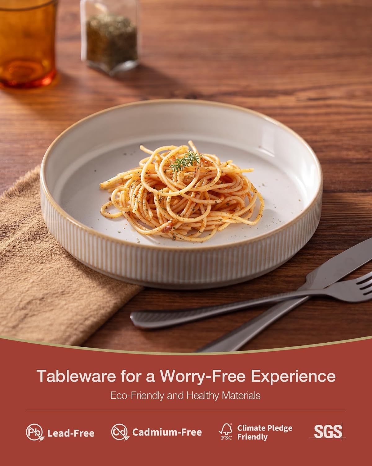 Famiware Star 8.25-Inch Ceramic Pasta Bowls, Set of 4