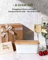 Famiware Milkyway Ceramic Butter Dish with Bamboo Lid
