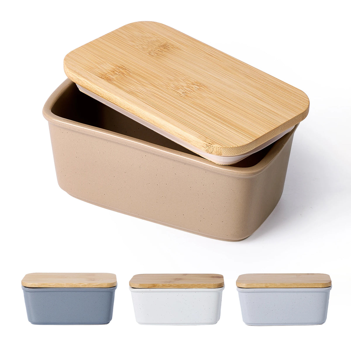 Famiware Milkyway Ceramic Butter Dish with Bamboo Lid