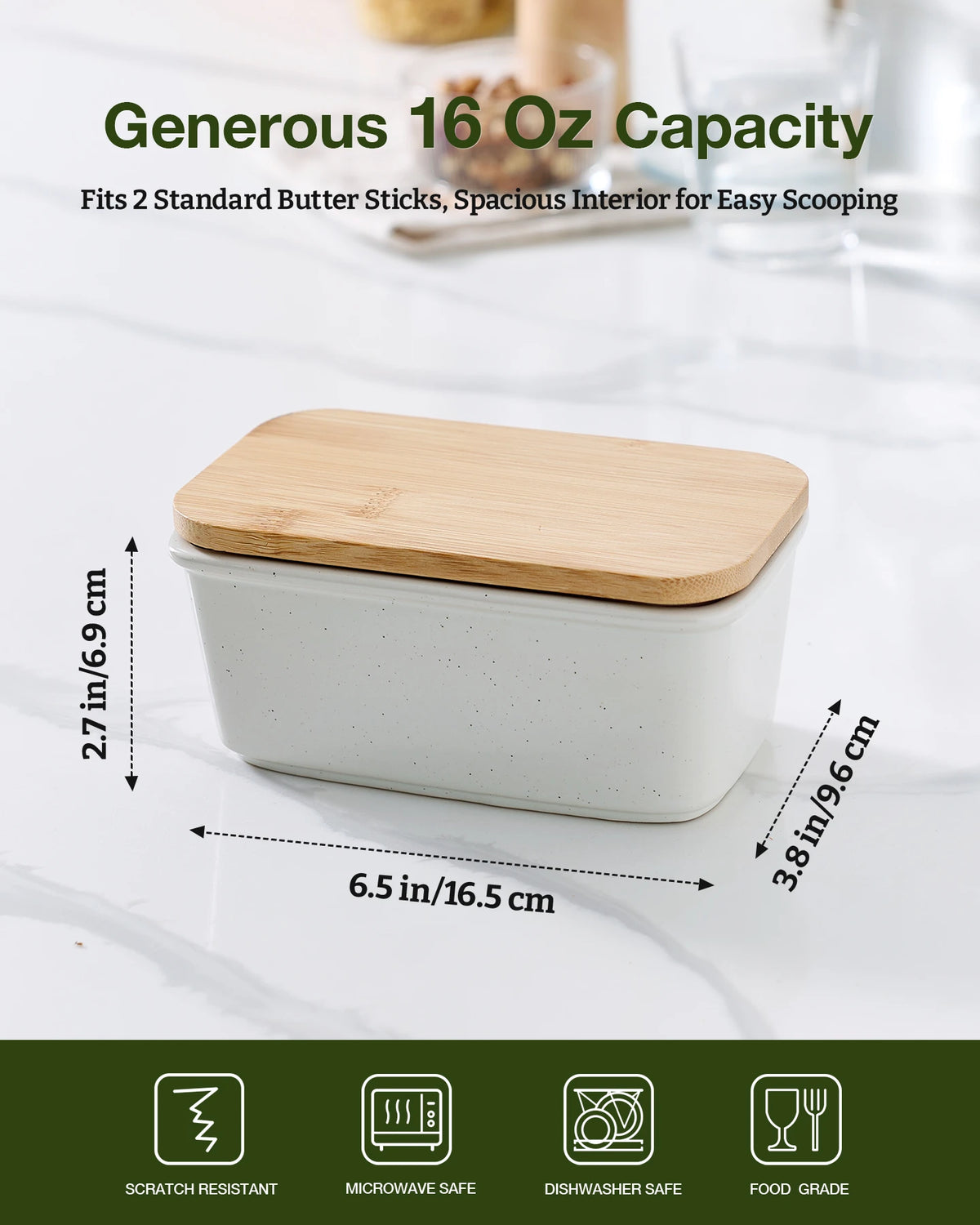 Famiware Milkyway Ceramic Butter Dish with Bamboo Lid