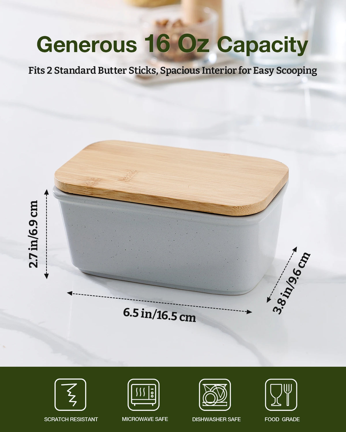 Famiware Milkyway Ceramic Butter Dish with Bamboo Lid