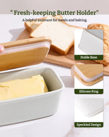 Famiware Milkyway Ceramic Butter Dish with Bamboo Lid