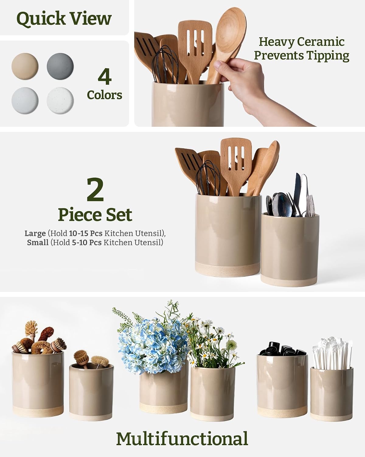 Famiware Milkyway Ceramic Utensil Holders, Set of 2