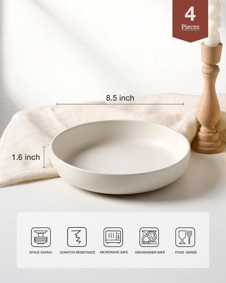 Famiware Milkyway - Tazones de cerámica de 8.2 pulgadas para pasta, juego de 4