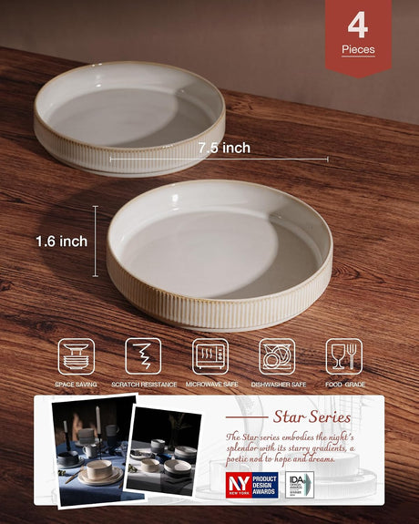 Famiware Star 7.5-Inch Ceramic Pasta Bowls, Set of 4