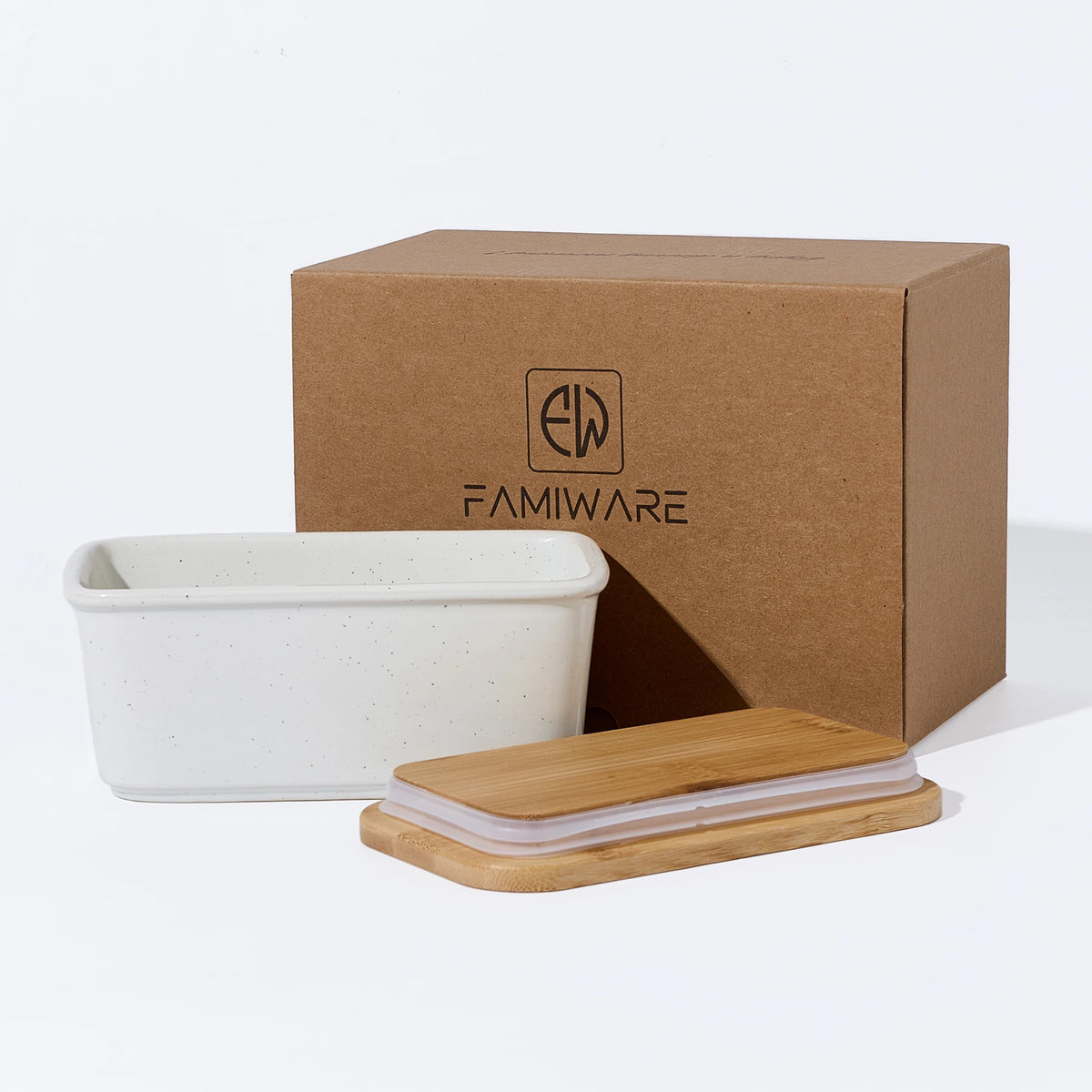 Famiware Milkyway Ceramic Butter Dish with Bamboo Lid