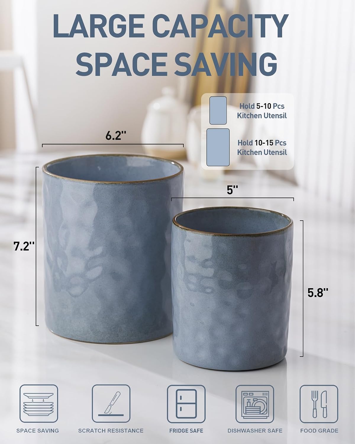Famiware Ocean Ceramic Utensil Holders, Set of 2
