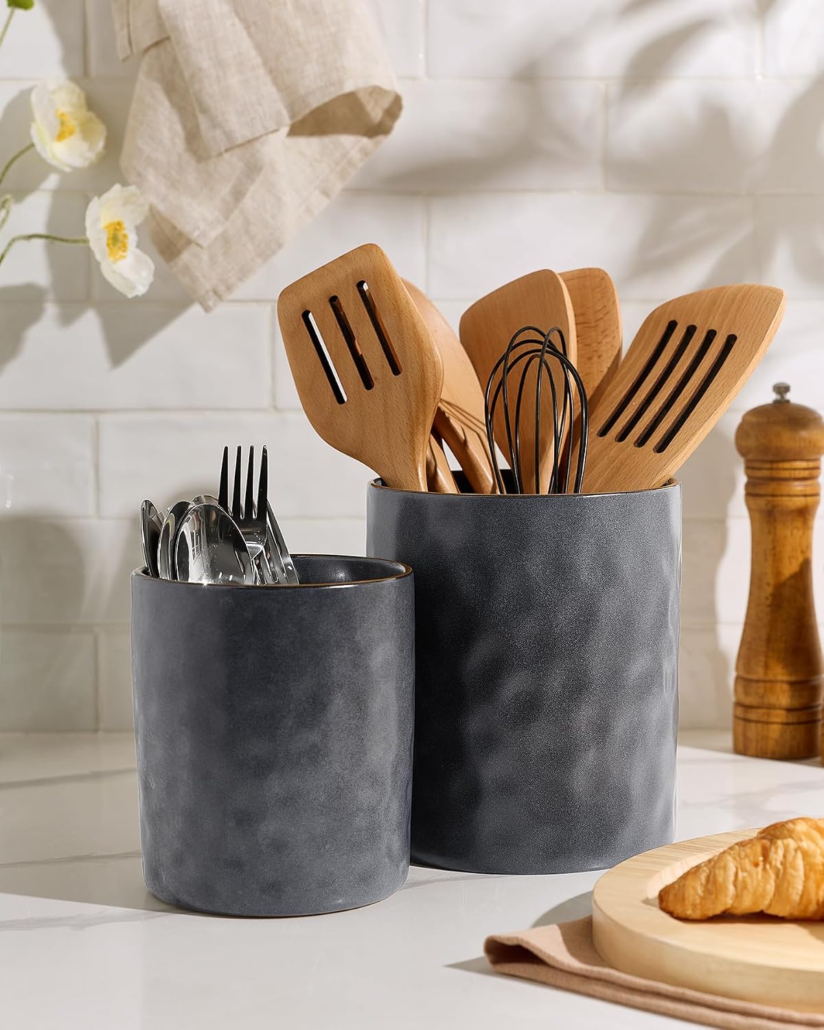 Famiware Ocean Ceramic Utensil Holders, Set of 2