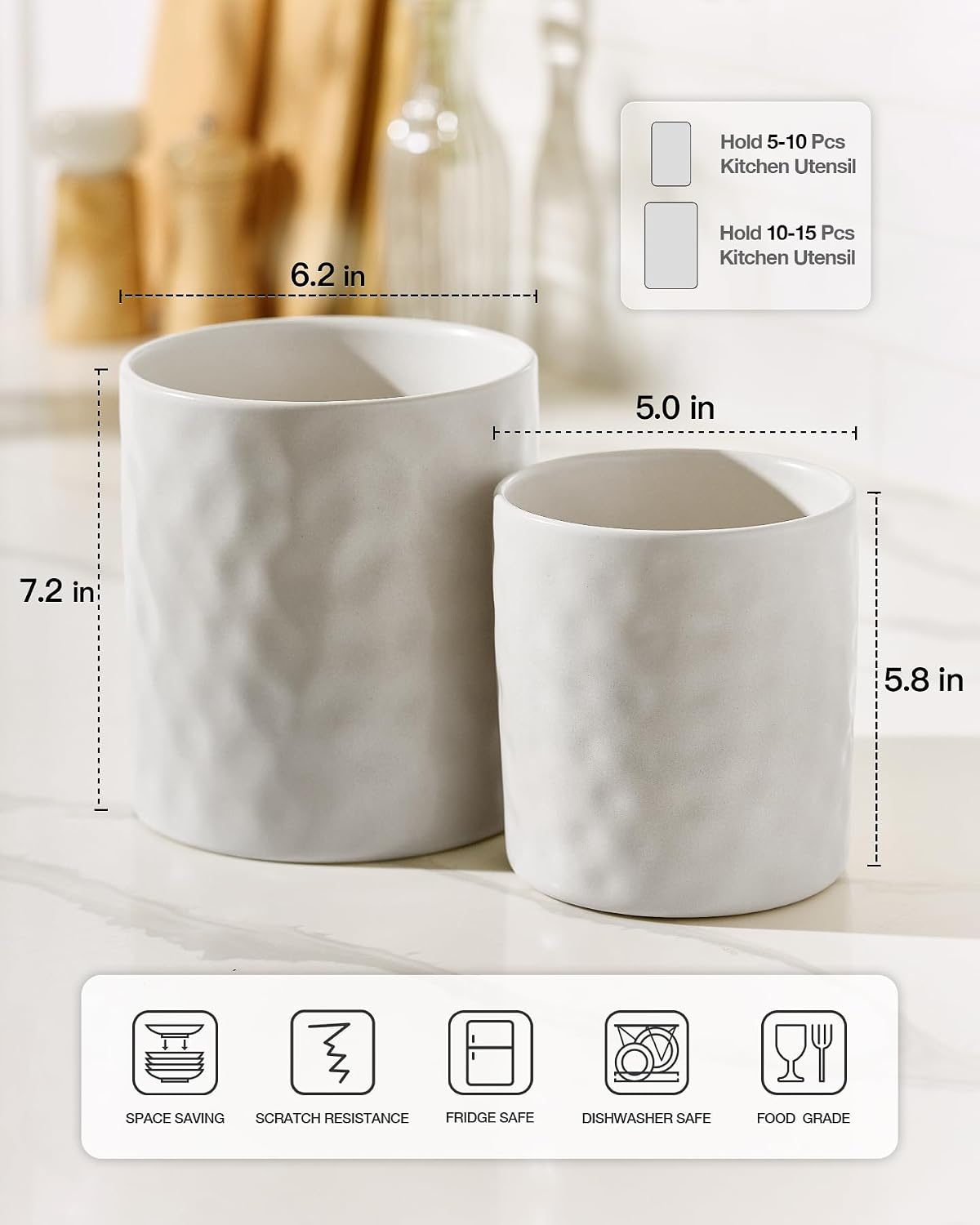Famiware Ocean Ceramic Utensil Holders, Set of 2