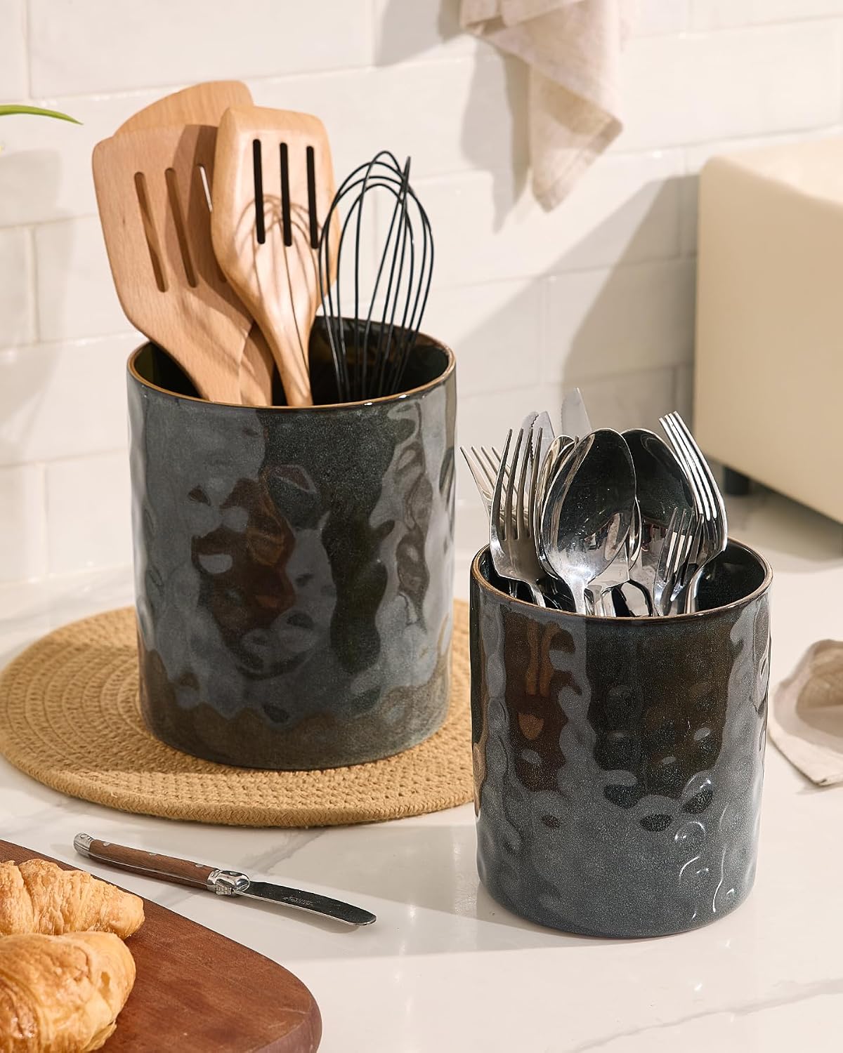 Famiware Ocean Ceramic Utensil Holders, Set of 2