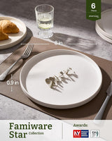 Famiware Star Ceramic Dinner Plates, Set of 6