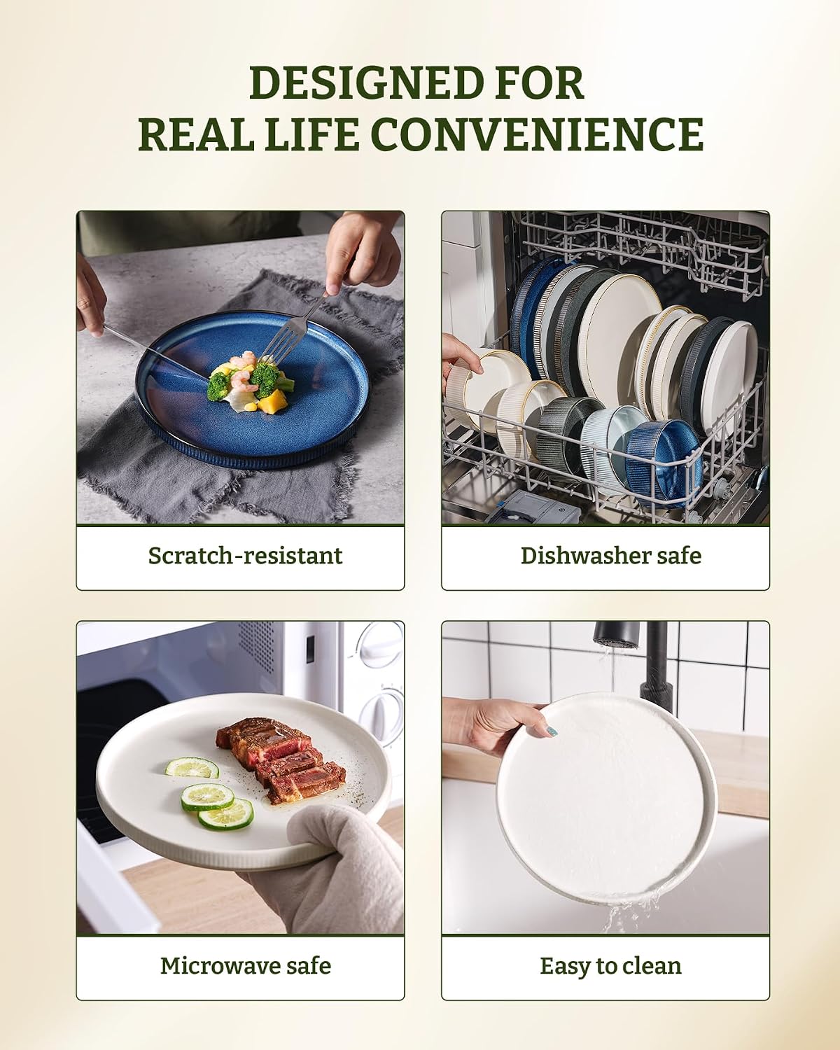 Famiware Star Ceramic Dinner Plates, Set of 6