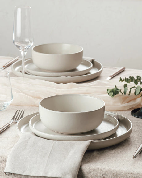 Juego de vajilla de gres Famiware Milkyway Reactive de 12 piezas, servicio para 4 personas