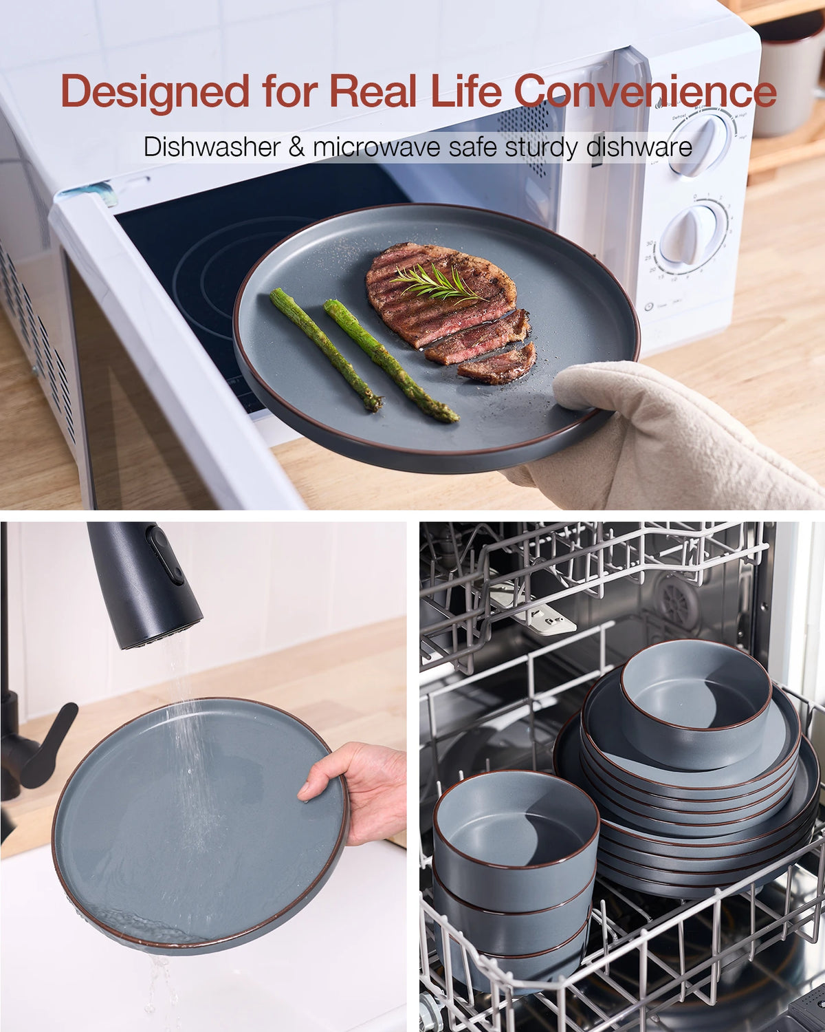Famiware Nebula Ridge 12-Piece Stoneware Dinnerware Set, Service for 4
