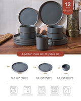 Famiware Nebula Ridge 12-Piece Stoneware Dinnerware Set, Service for 4